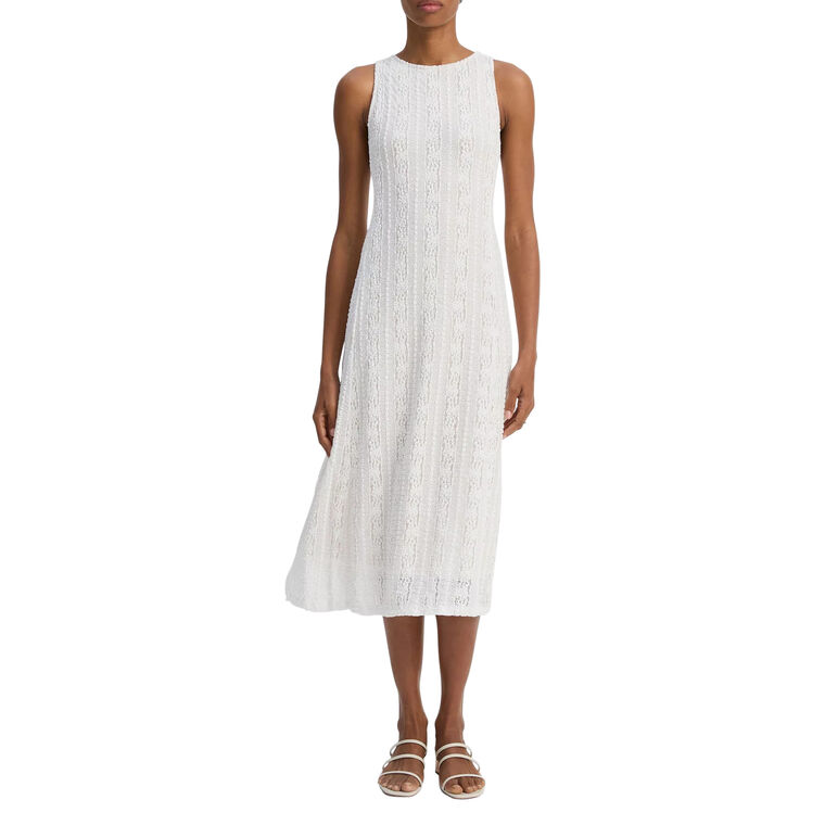 Smocked Lace High Neck Midi Dress image number null