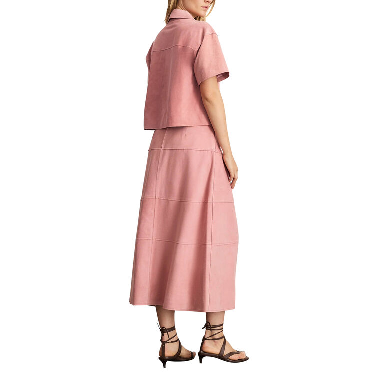 Jade Short Sleeve V-Neck Suede Top image number null