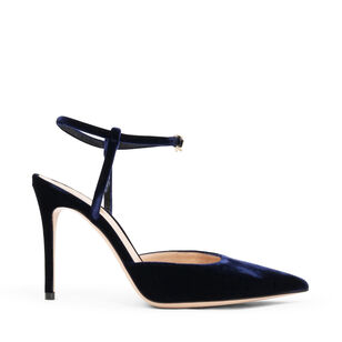 Pointed Toe 95mm Velvet Ankle Strap Pump