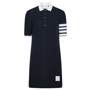 Short Sleeve Polo Mini Dress In Textured Pique