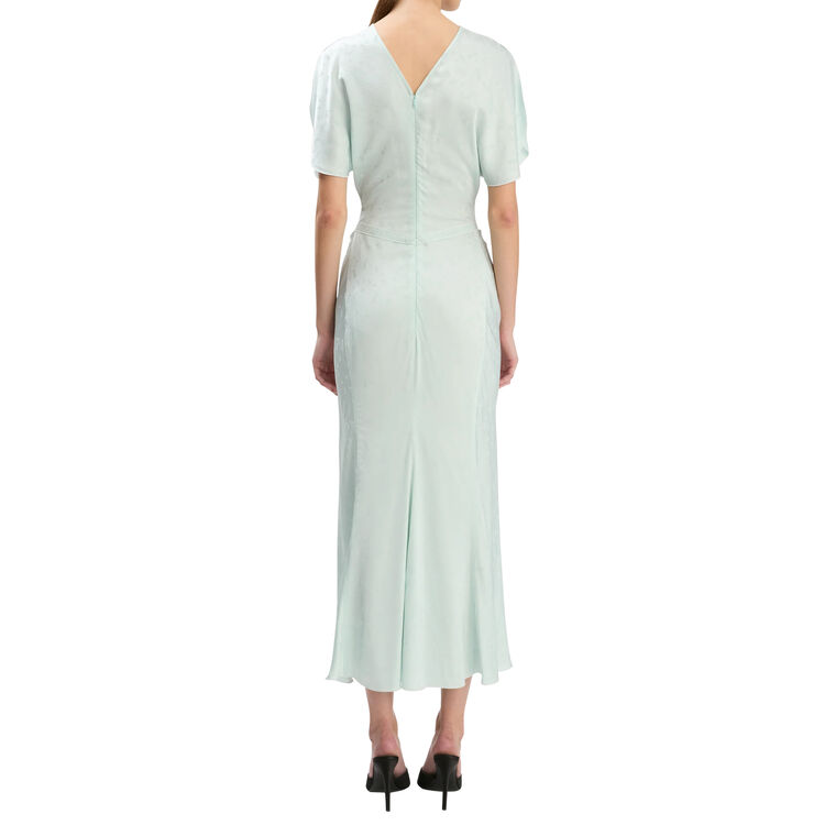 Bela Short Sleeve Ruched Jacquard Midi Dress image number null