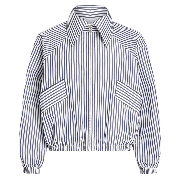 Recycled Faille Striped Zippered Bomber Jacket image number null