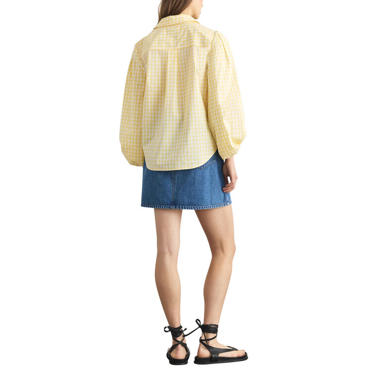 Marina Long Sleeve Button-Up Gingham Top image number null