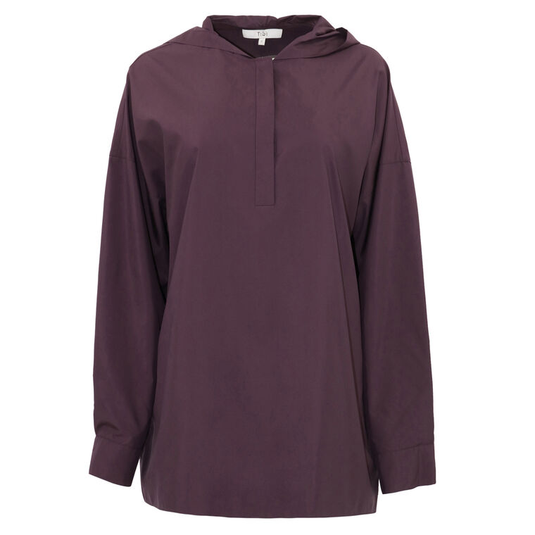 Shirred Nylon Hoodie With Cocoon Back image number null