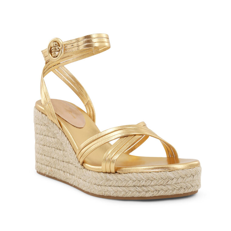 Strappy Metallic Wedge Sandals image number null