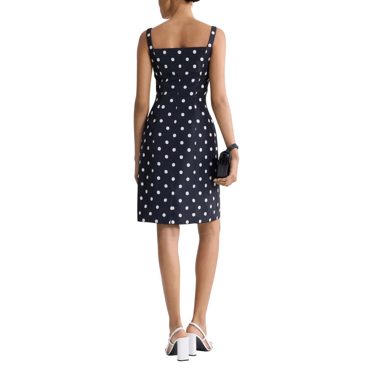 Sleeveless Recycled Faille Polka Dot Sheath Dress image number null