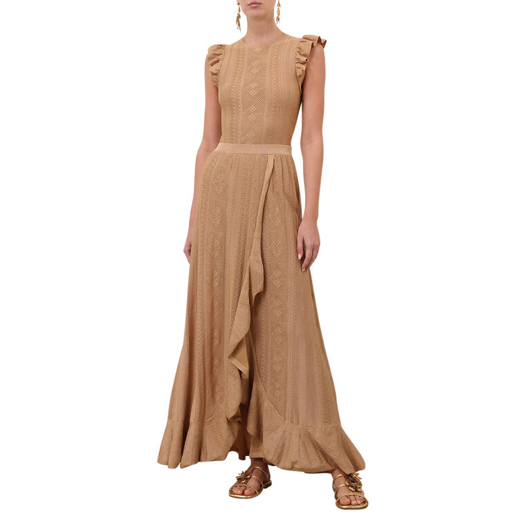 Aster Metallic Pointelle Knit Midi Skirt image number null