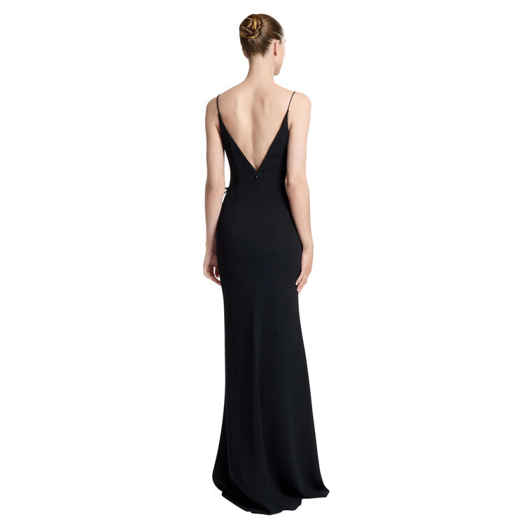 Crystal Bow Embellished Cady Long Dress image number null