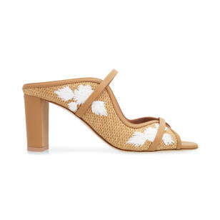 Norah 70mm Block Heel Embroidered Raffia Mule
