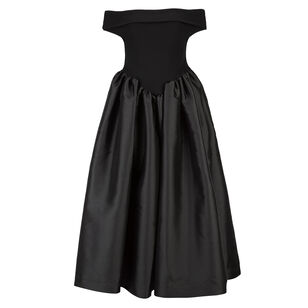 Heavy Satin Off-The-Shoulder Puff Skirt Princess Dress