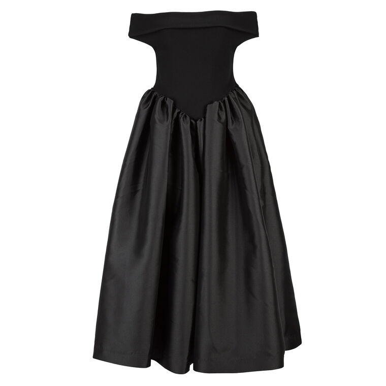 Heavy Satin Off-The-Shoulder Puff Skirt Princess Dress image number null