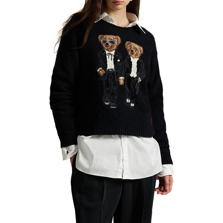 Ralph And Ricky Tuxedo Bear Long Sleeve Pullover Sweater image number null