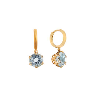 Mini Blue Topaz & Diamond Crown Hoops