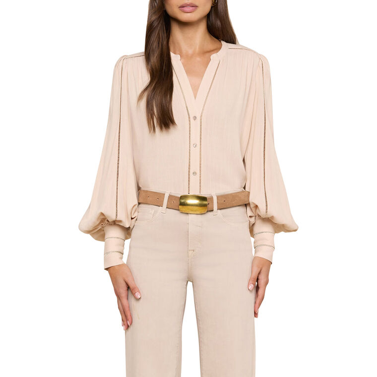 Kiera Long Sleeve Ladder Trim Blouse image number null