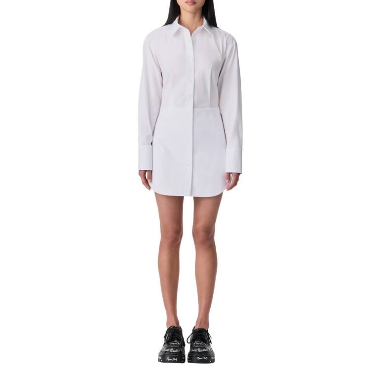Long Sleeve Bunny Ear-Tied Mini Shirt Dress image number null