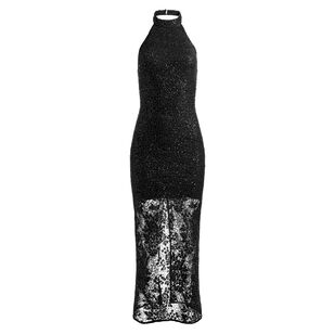Koi Embellished Lace Halter Maxi Dress