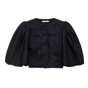 Rowan Puff Sleeve Button Detail Crop Top