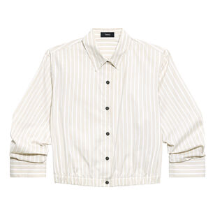 Cropped Shirt in Striped Cotton-Blend