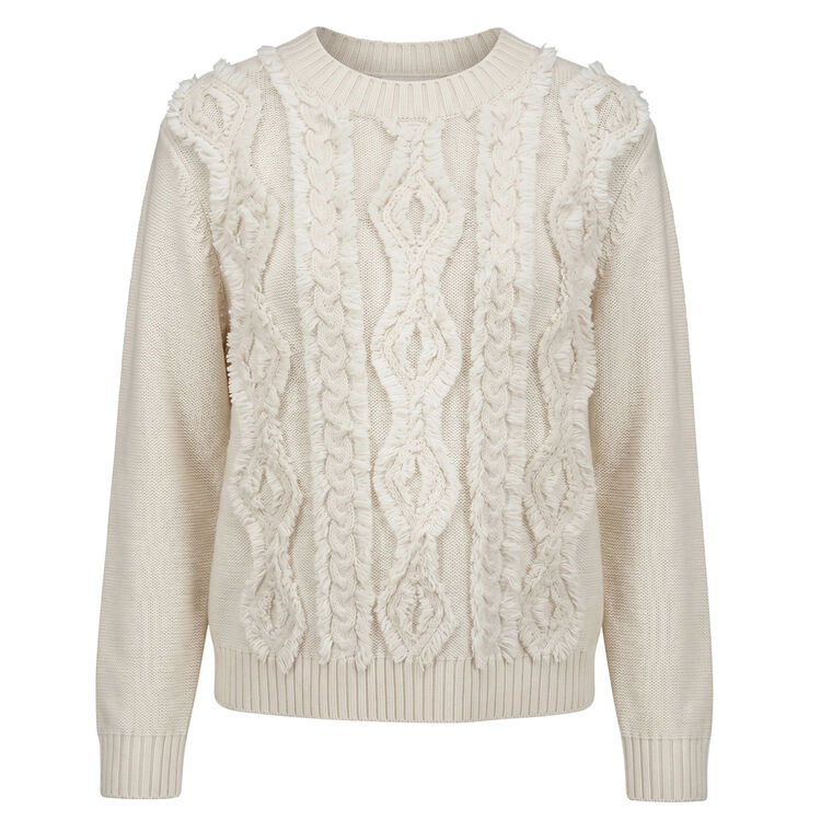 Hand-Cut Diamond Cable Wool Sweater image number null