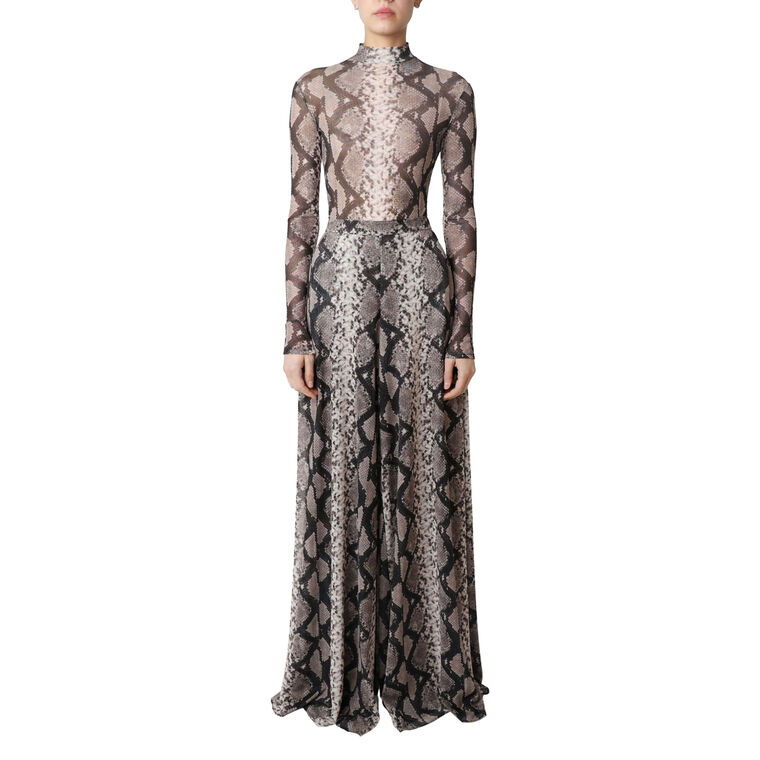 Printed Mesh Wide Leg Pant image number null