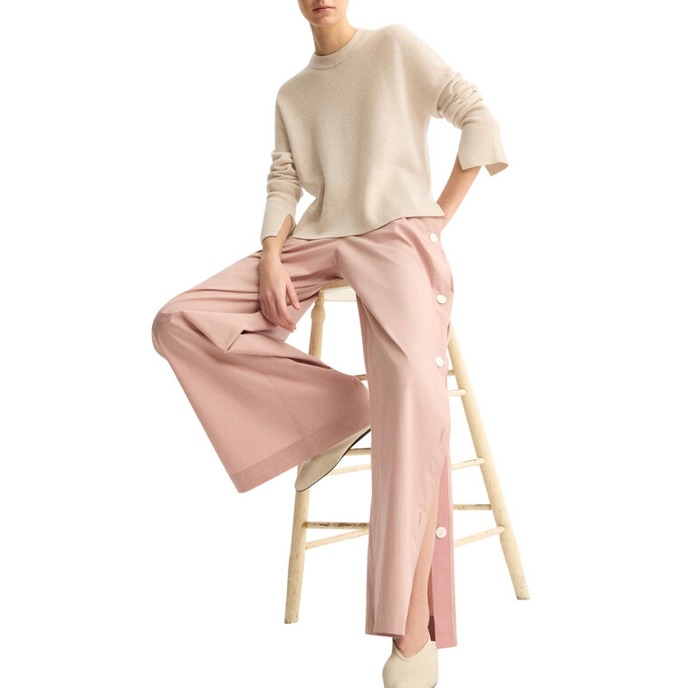 Baxter Side Button Wide-Leg Pull-On Pants image number null