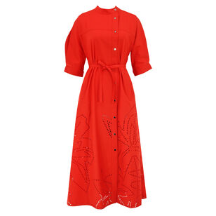 Oro Drift Short Sleeve Belted Cut-Out Detail Midi Dress