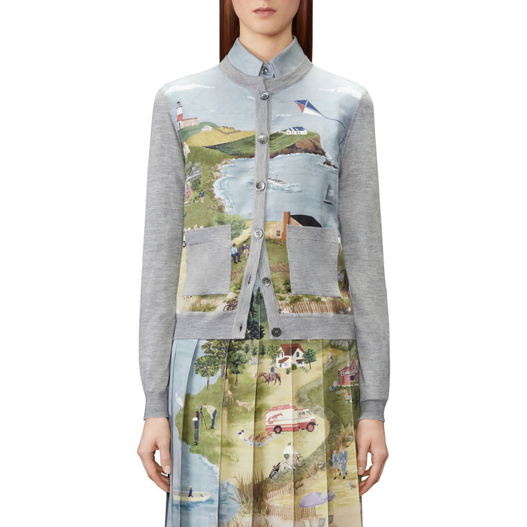 Long Sleeve Nantucket Scenic Cashmere Silk Cardigan image number null