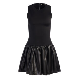 Ella Combo Vegan Leather Drop Waist Sleeveless Mini Dress
