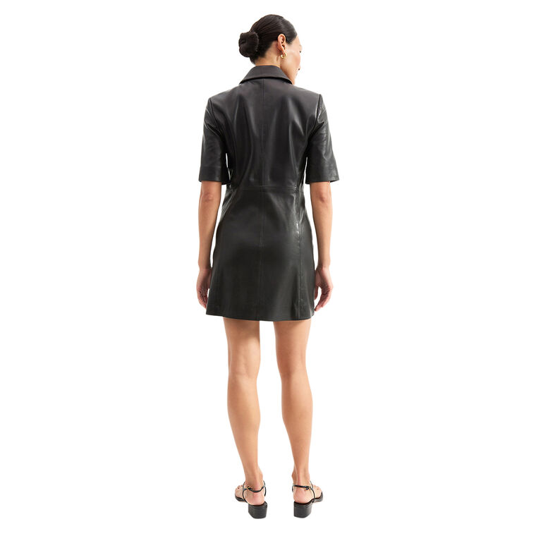 Paige Collared Leather Mini Dress image number null