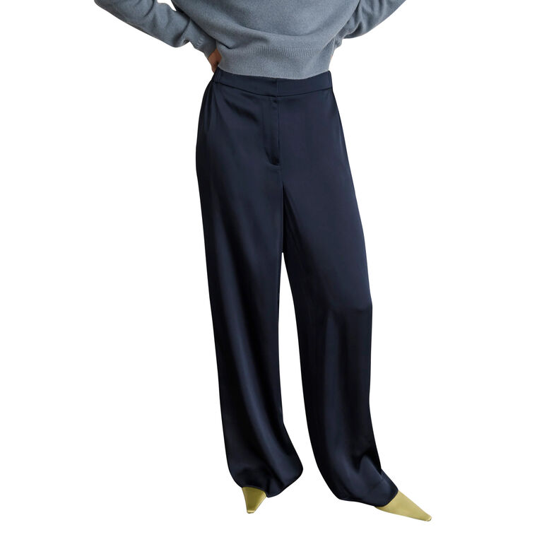 Katrina High Waisted Wide-Leg Satin Pant image number null