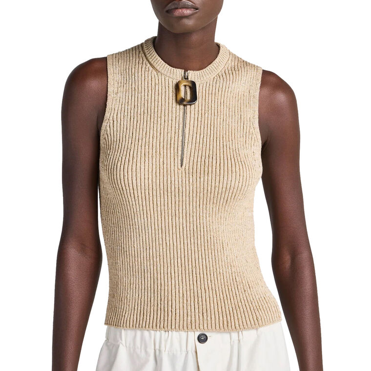 Zipped Knit Tank Top image number null