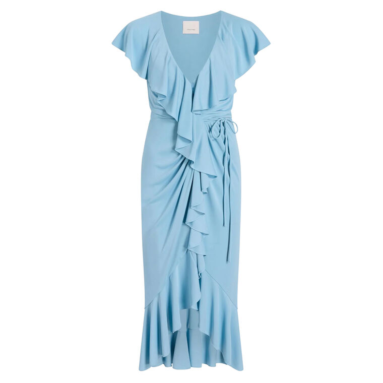 Malak Short Sleeve Tie-Front High-Low Midi Dress image number null