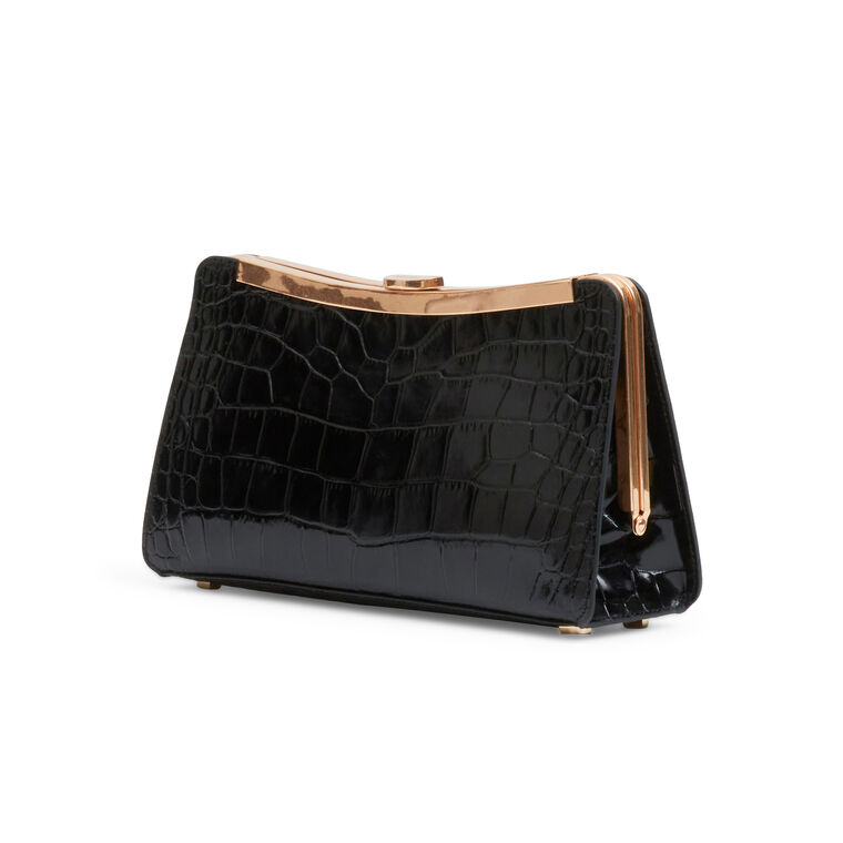 Solange Croc-Embossed Leather Clutch image number null