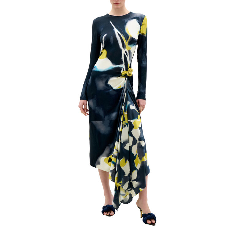 Ananya Long Sleeve Gathered Detail Midi Dress image number null