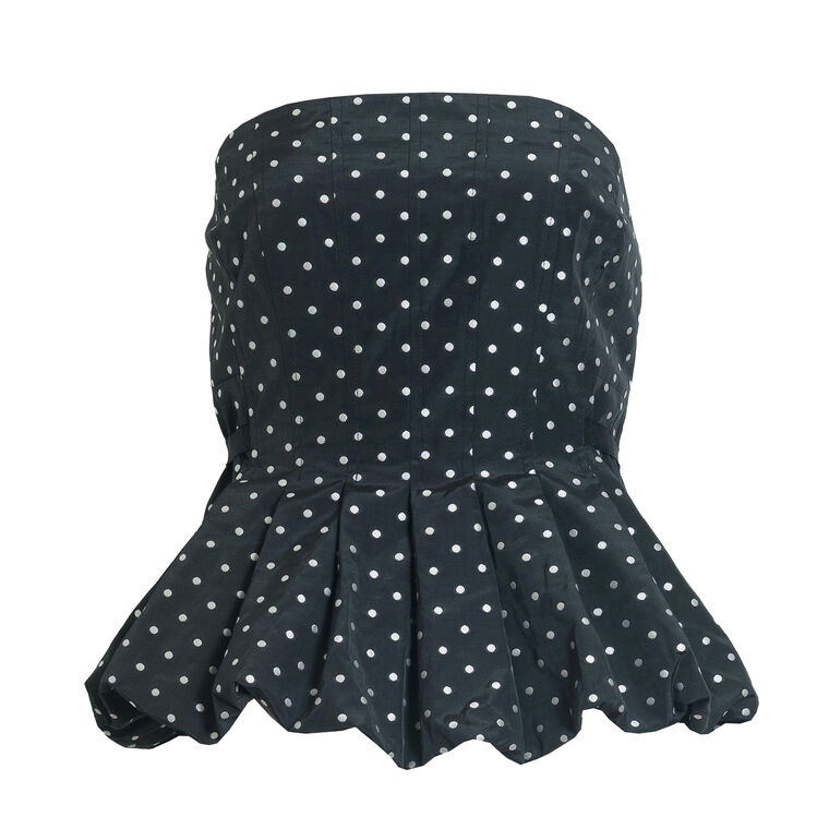 Farah Strapless Polka Dot Peplum Top image number null