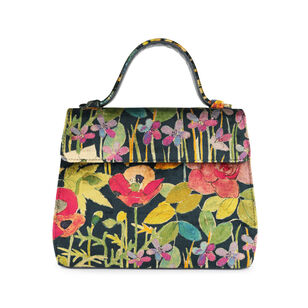 Jackie Printed Velvet Top Handle Bag