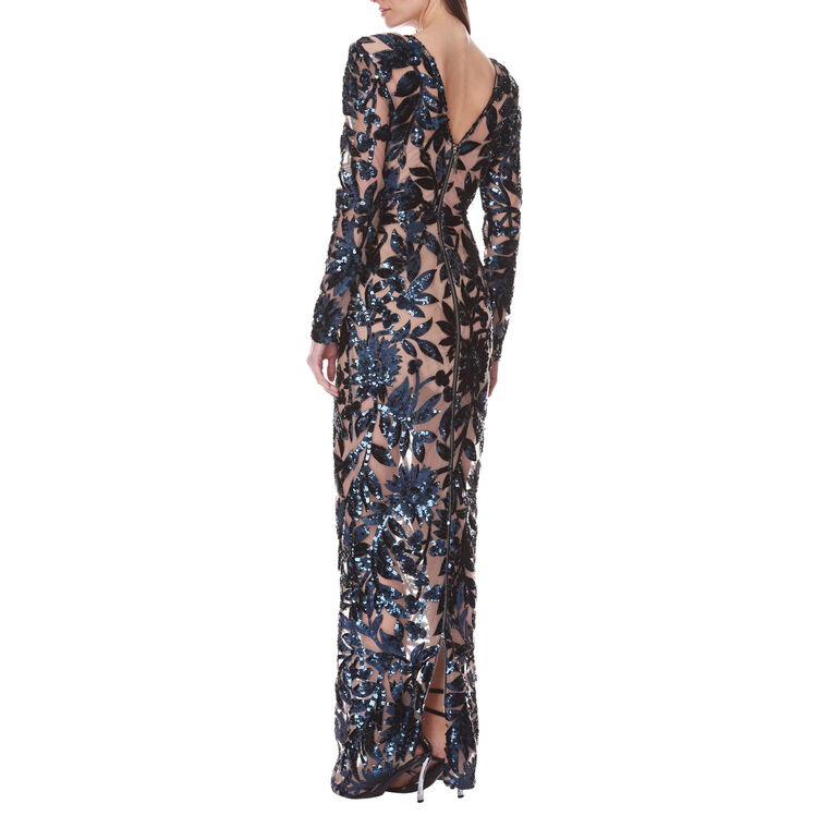 Long Sleeve Sequin Maxi Dress image number null
