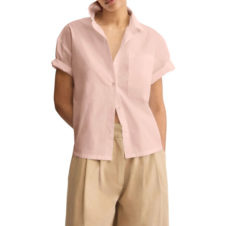 Clark Short Sleeve Split Back Button-Up Top image number null