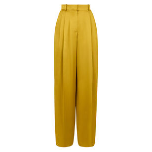 Wide-Leg Crepe Satin Pants