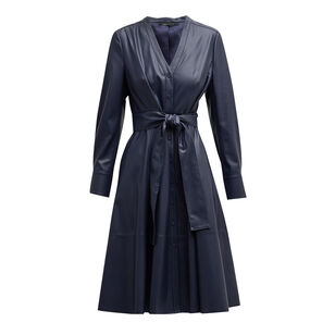 Fontana Belted Faux Leather Midi Dress