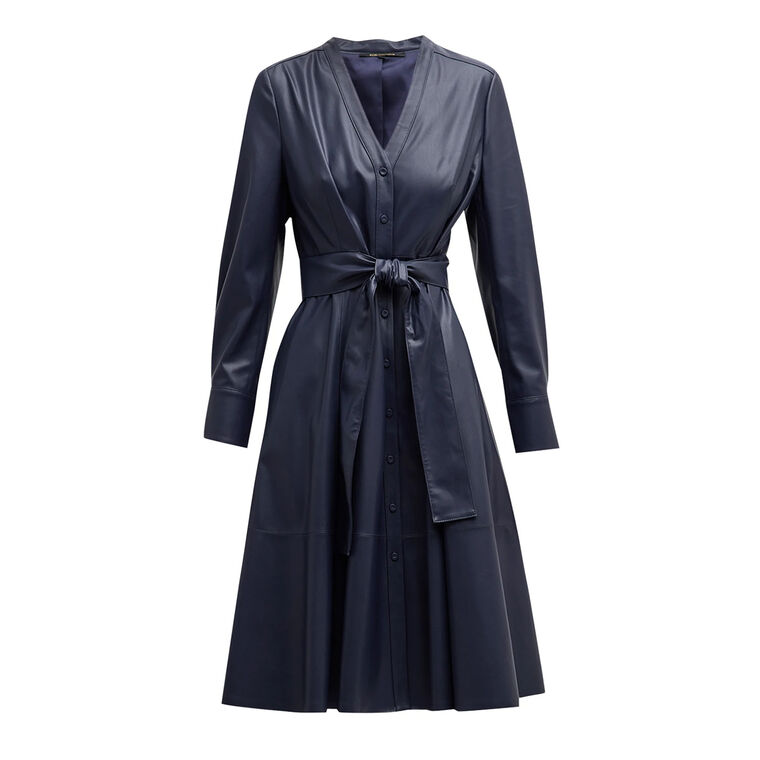 Fontana Belted Faux Leather Midi Dress image number null