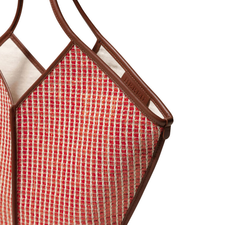 Calella Striped Raffia Leather-Trimmed Tote image number null