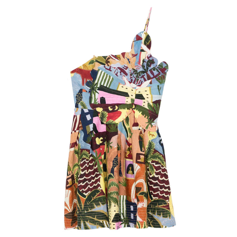Tropical Painting Multicolor Mini Dress image number null