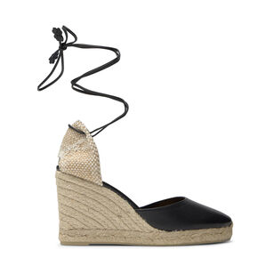 Carina Closed Toe Nappa Leather Ankle Wrap Wedge Sandal