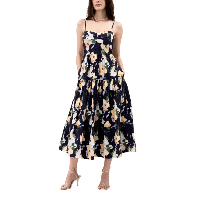 a line midi dress square neck Anne Klein Open Back Square Neck A-Line Midi Dress