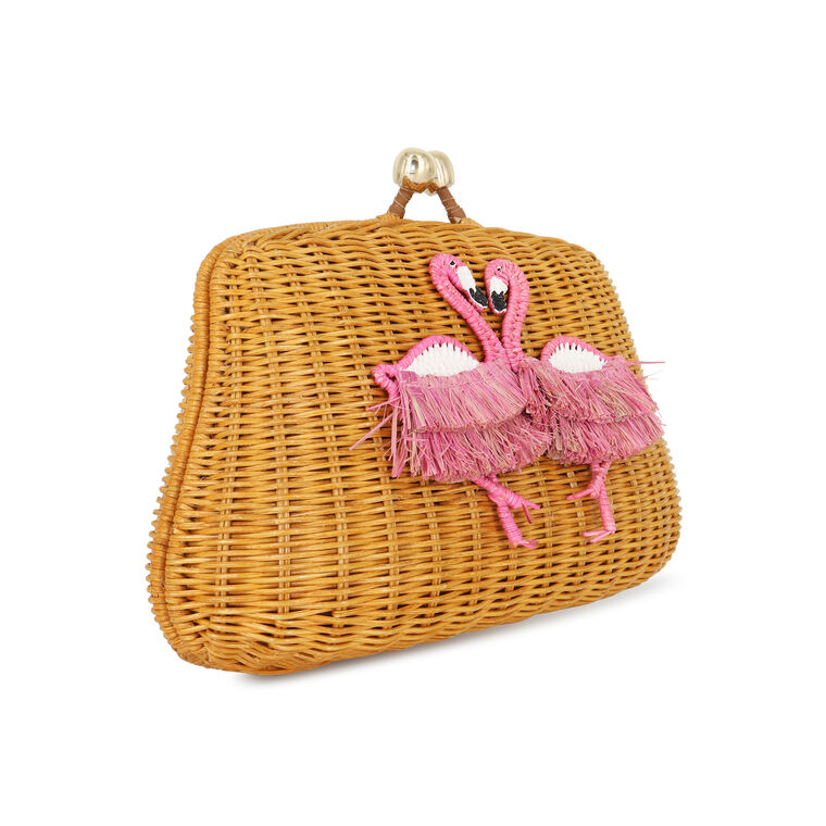 Blair Flamingo Duo Wicker Clutch image number null