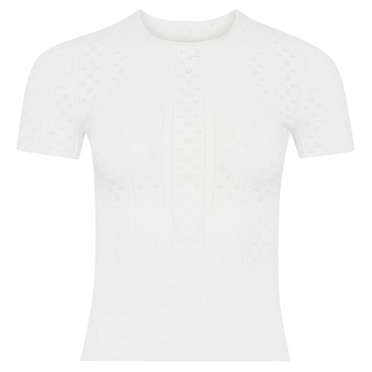 Short Sleeve Knitted Pointelle Tee image number null