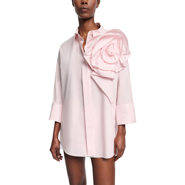 Cotton Poplin Power Blouse With Removable Rose Brooch image number null