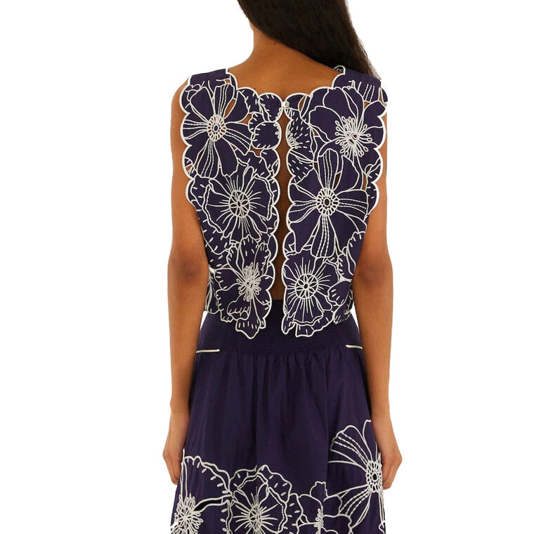 Richelieu Floral Embroidered Sleeveless Crop Top image number null