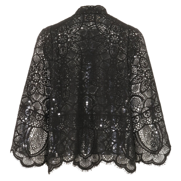 Delilah Open-Front Scalloped Sequin Lace Jacket image number null